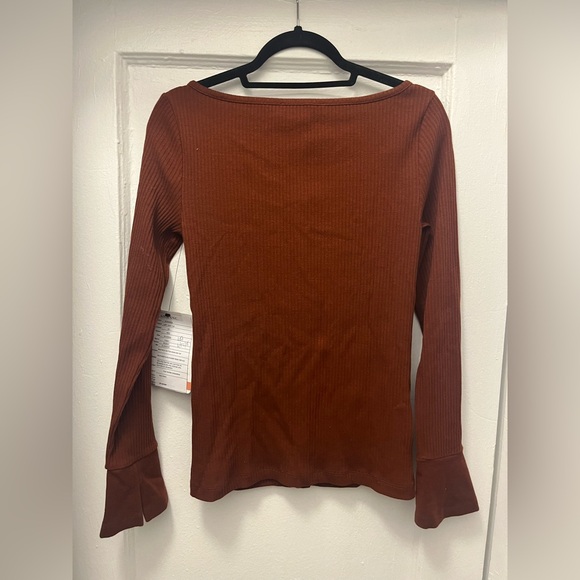 LOFT Ribbed Boatneck Button Top - Picture 5 of 7